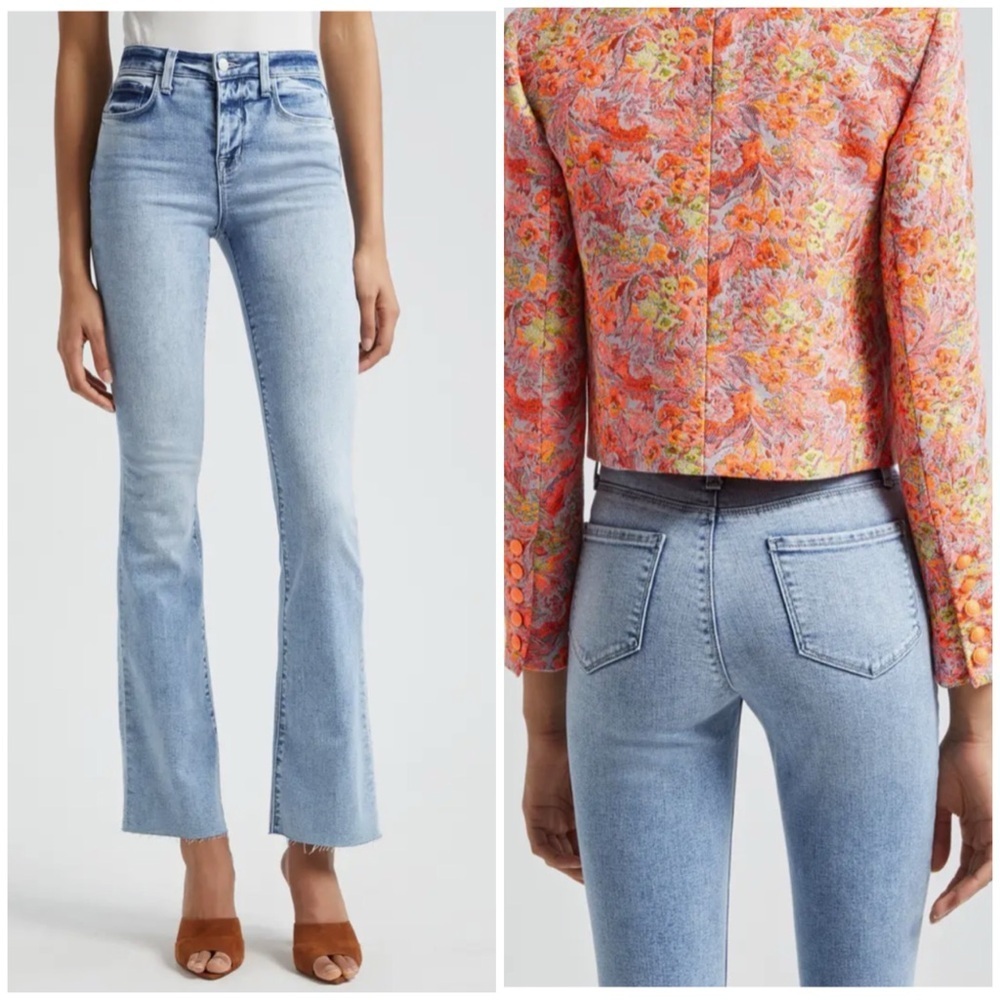 New L’Agence Ruth High Rise Straight Jeans Loyola Light Wash Long Sz 29